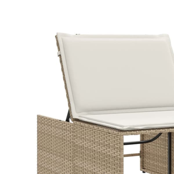 vidaXL Solsängar 2 st med bord beige konstrotting