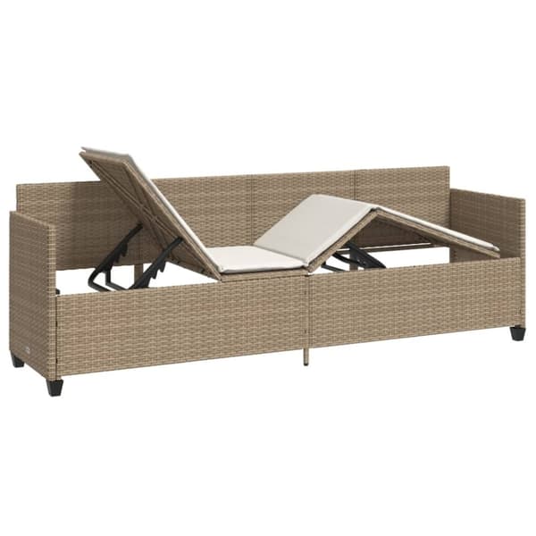 vidaXL Solsäng med dynor beige konstrotting