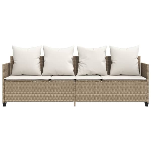vidaXL Solsäng med dynor beige konstrotting