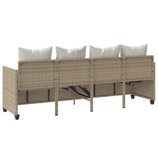 vidaXL Solsäng med dynor beige konstrotting