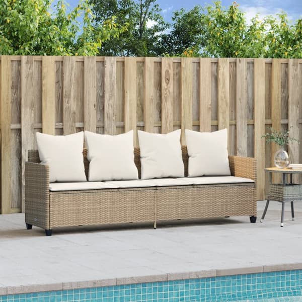 vidaXL Solsäng med dynor beige konstrotting