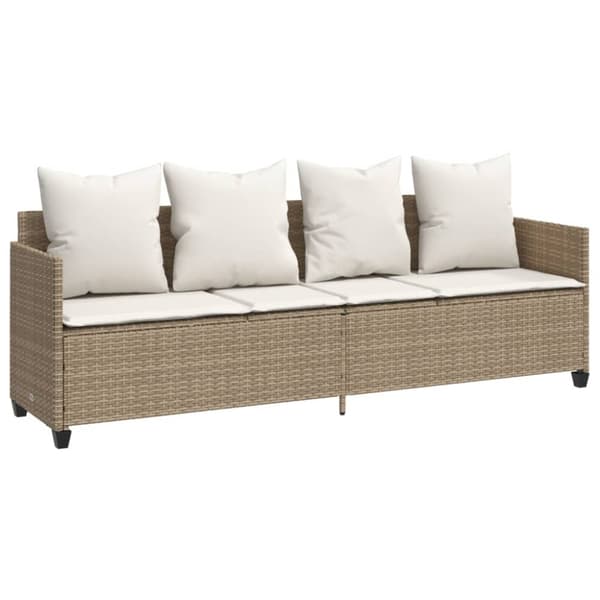 vidaXL Solsäng med dynor beige konstrotting