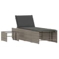 Miniatyrbillede 5 af 11: vidaXL liggestole 2 stk. med bord polyrattan grå