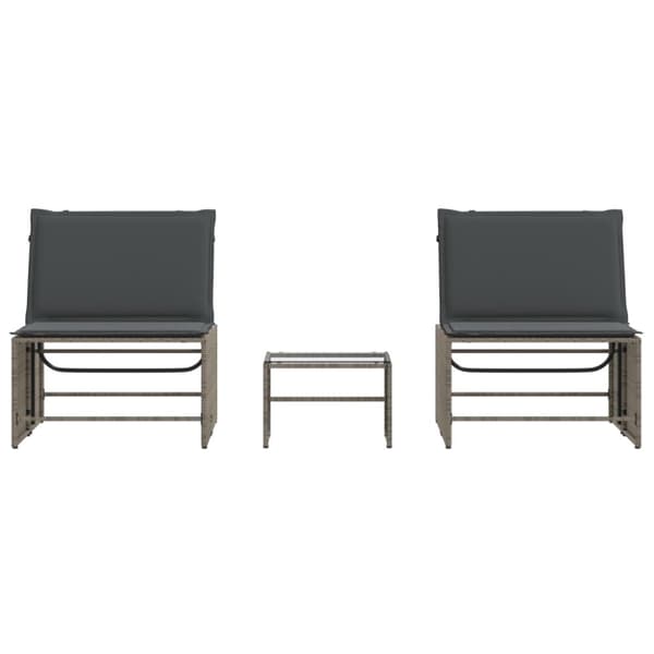 vidaXL liggestole 2 stk. med bord polyrattan grå