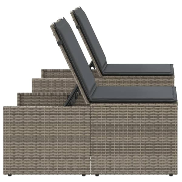 vidaXL liggestole 2 stk. med bord polyrattan grå