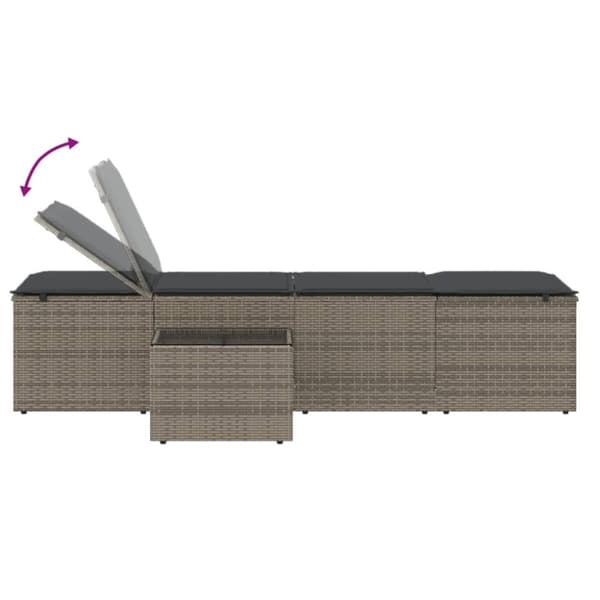 vidaXL liggestole 2 stk. med bord polyrattan grå