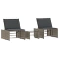 Miniatyrbillede 2 af 11: vidaXL liggestole 2 stk. med bord polyrattan grå