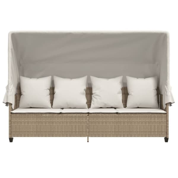 vidaXL loungesofa med baldakin og hynder polyrattan beige