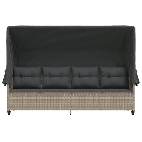 vidaXL loungesofa med baldakin og hynder polyrattan lysegrå