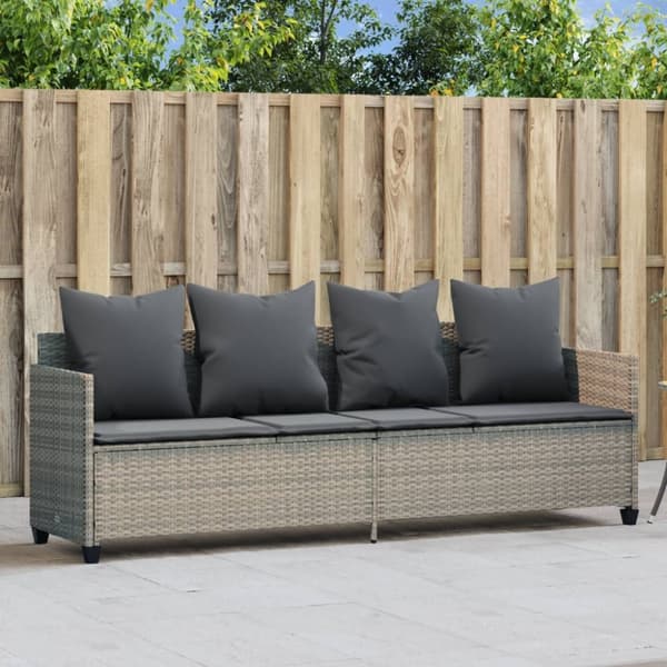 vidaXL loungesofa med hynder polyrattan lysegrå