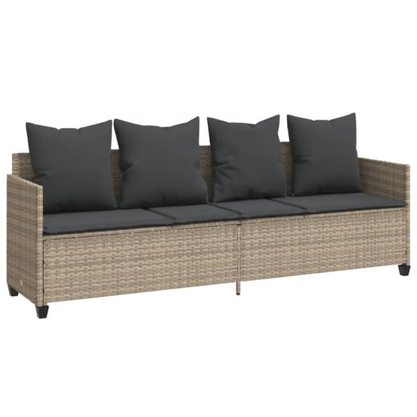 vidaXL loungesofa med hynder polyrattan lysegrå