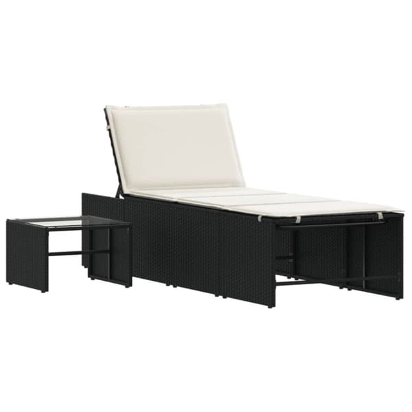 vidaXL Solsängar 2 st med bord svart konstrotting