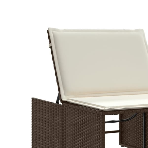 vidaXL Solsängar 2 st med bord brun konstrotting