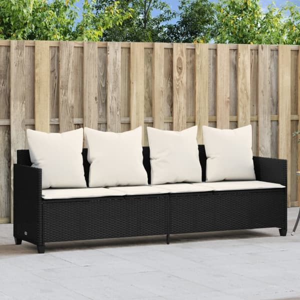 vidaXL loungesofa med hynder polyrattan sort