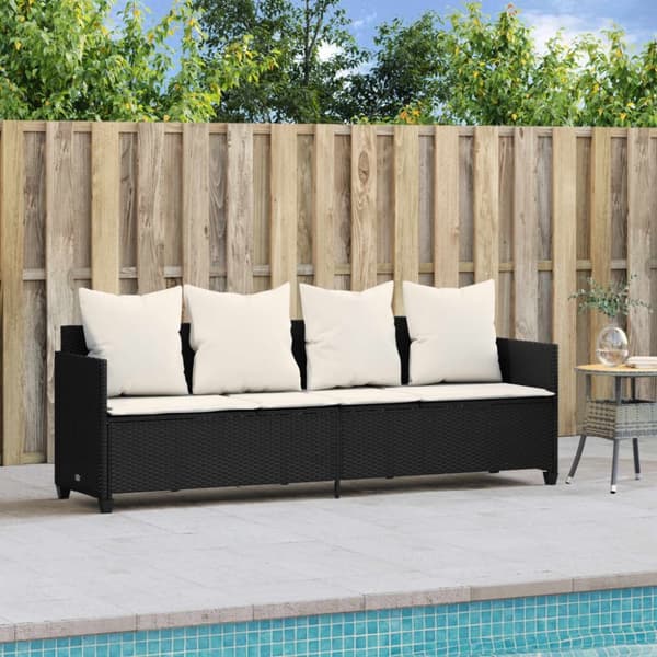 vidaXL loungesofa med hynder polyrattan sort