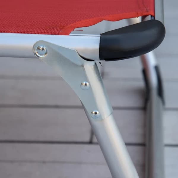 Rootz Solstol - Trädgårdssäng - Solstol i aluminiumtyg - Avslappningsstol - 5-vägs justerbar - Fällbar - Ergonomisk - Mesh Röd - 165 x 60 x 76 cm