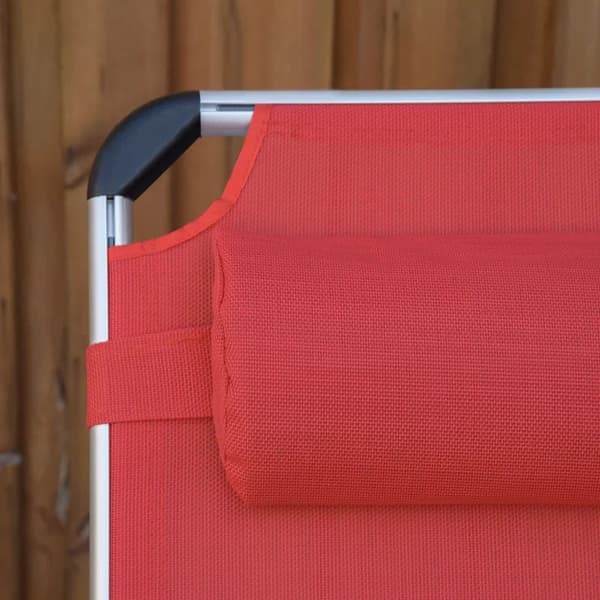 Rootz Solstol - Trädgårdssäng - Solstol i aluminiumtyg - Avslappningsstol - 5-vägs justerbar - Fällbar - Ergonomisk - Mesh Röd - 165 x 60 x 76 cm