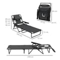 Miniatyrbild 3 av 6: Rootz Garden Lounger - Solstol - Relax Lounger - Hopfällbar - Väderbeständig - Metallram - Vattentät - Mesh Tyg-polyester - Mörkgrå - 194cm x 72cm x 8