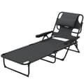 Miniatyrbild 1 av 6: Rootz Garden Lounger - Solstol - Relax Lounger - Hopfällbar - Väderbeständig - Metallram - Vattentät - Mesh Tyg-polyester - Mörkgrå - 194cm x 72cm x 8