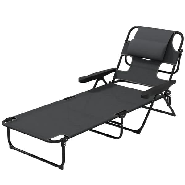 Rootz Garden lepotuoli - Aurinkotuoli - Relax lepotuoli - Taitettava - Säänkestävä - Metallirunko - Vedenpitävä - Verkkokangas-polyesteri - Tummanharm