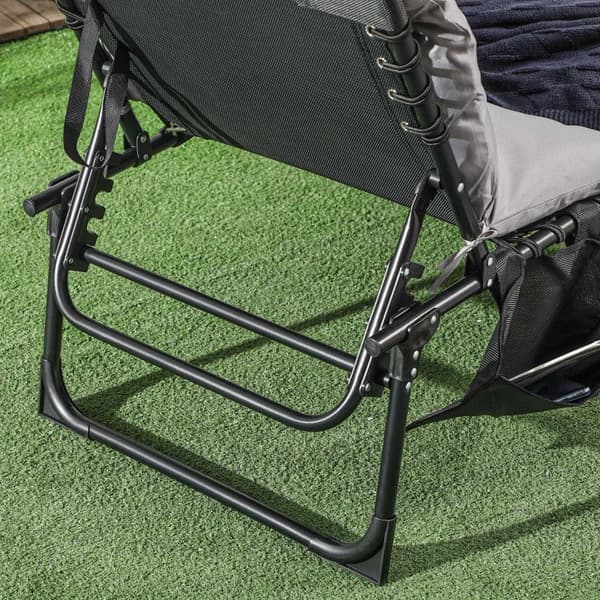 Rootz Folding Lounger - 5-trins tilbagelænet ryglæn - Pude - Op til 120 Kg - Stål - Lysegrå - 58 x 189 x 32,5 cm