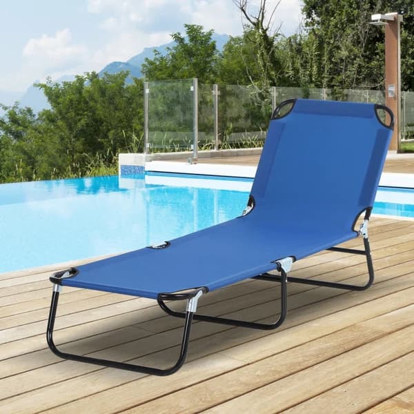 Rootz Solstol - 5-vägs justerbart ryggstöd - Solstolar - Snabbtorkande - Oxford-tyg - Metallram - Blå - 190 x 56 x 28 cm