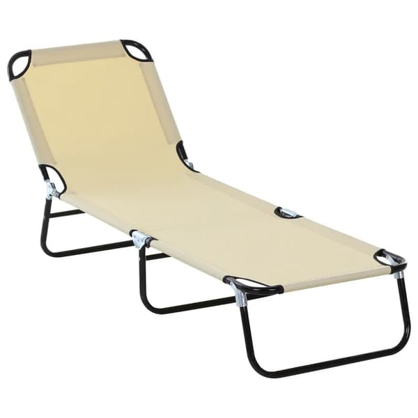 Rootz liggestol - 5-vejs justerbart ryglæn - Hurtigttørrende - Loungestol - Metalstel - Åndbart meshstof - Creme - 190 x 56 x 28 cm