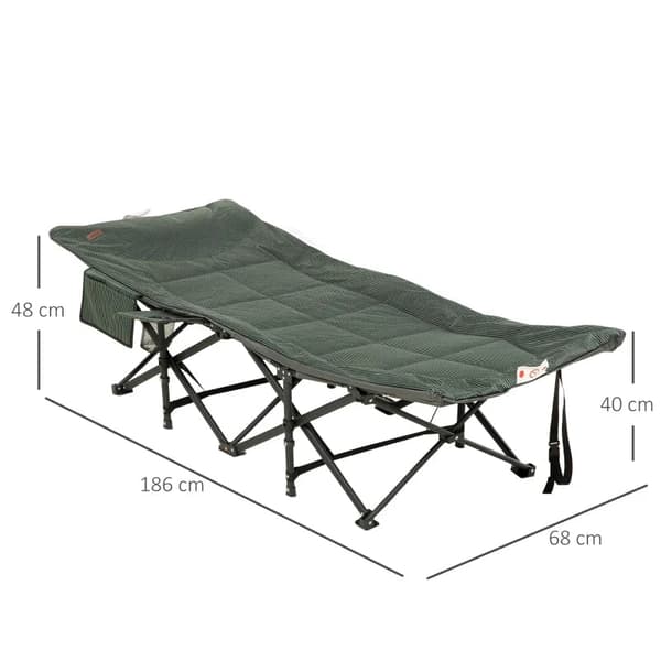 Rootz Folding Solstol - Mugghållare - Sidoficka för ryggstöd - Upp till 120 kg - Mjuk stoppning - Oxford - PP-skum - Grå - 68L x 186W x 48H cm