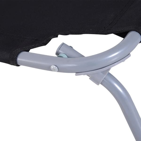 Rootz Sun Lounger - Sammenklappelig liggestol - Justerbart ryglæn - Rustfast - Oxford - Metalramme - Sort - 187 x 55 x 24 Cm