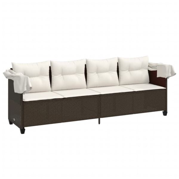 vidaXL loungesofa med baldakin og hynder polyrattan brun