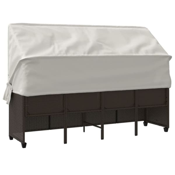 vidaXL loungesofa med baldakin og hynder polyrattan brun