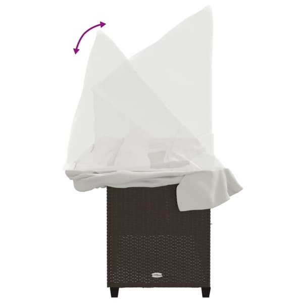 vidaXL loungesofa med baldakin og hynder polyrattan brun