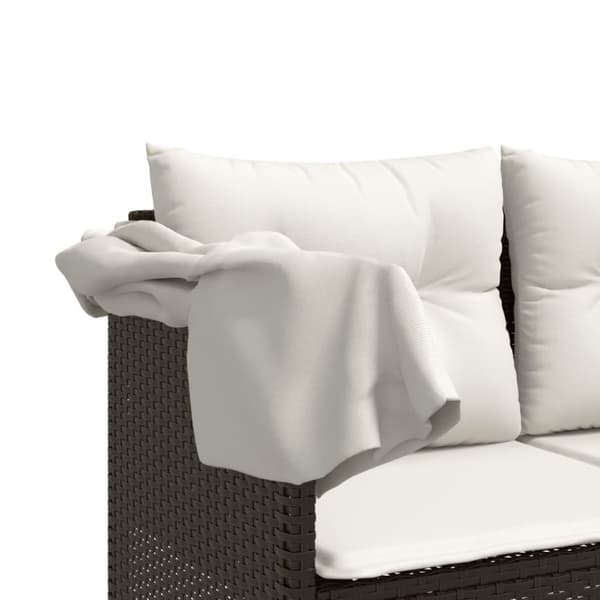 vidaXL loungesofa med baldakin og hynder polyrattan brun