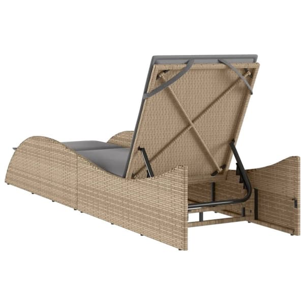 vidaXL Solsäng med dyna beige 60x205x73 cm konstrotting