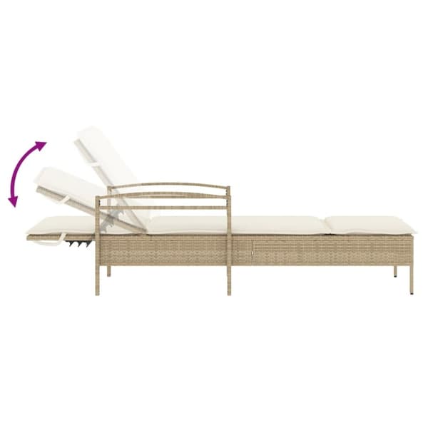 vidaXL liggestol med hynde 63x200x81 cm polyrattan beige