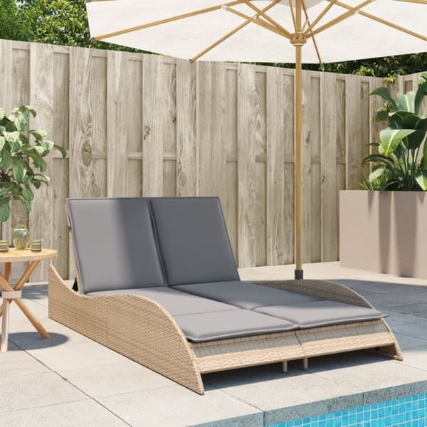 vidaXL Solsäng med dyna beige 114x205x73 cm konstrotting