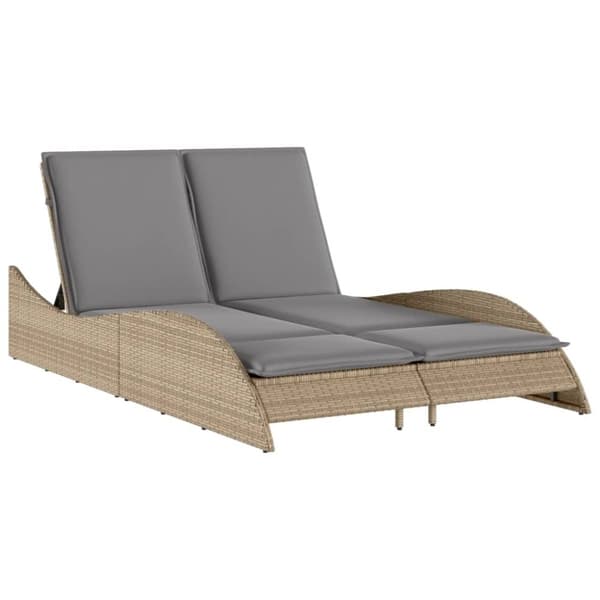 vidaXL Solsäng med dyna beige 114x205x73 cm konstrotting