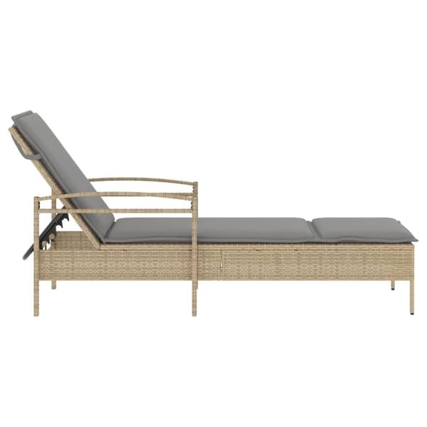 vidaXL Solsäng med dyna beige 63x200x81 cm konstrotting