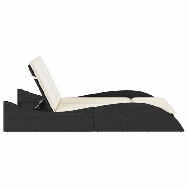 vidaXL liggestol med hynder 114x205x73 cm polyrattan sort