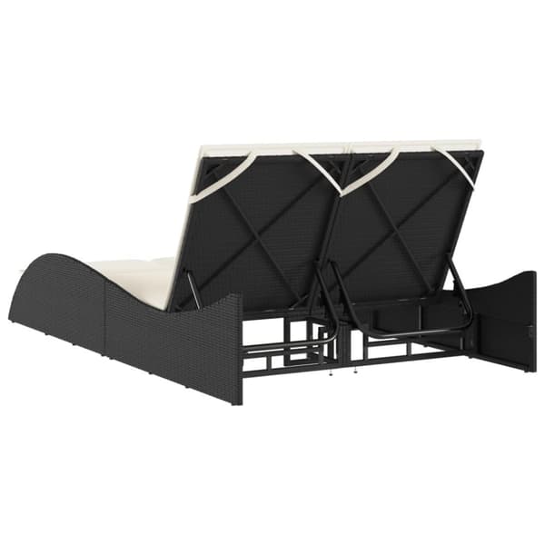 vidaXL liggestol med hynder 114x205x73 cm polyrattan sort