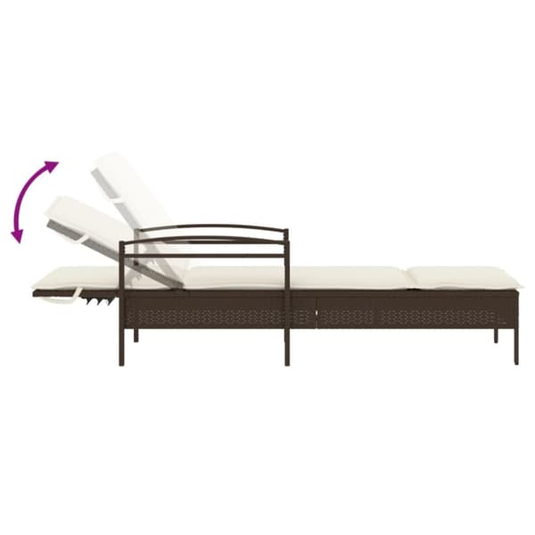 vidaXL liggestol med hynde 63x200x81 cm polyrattan brun