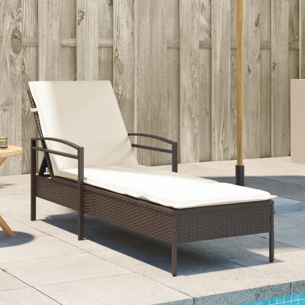 vidaXL liggestol med hynde 63x200x81 cm polyrattan brun