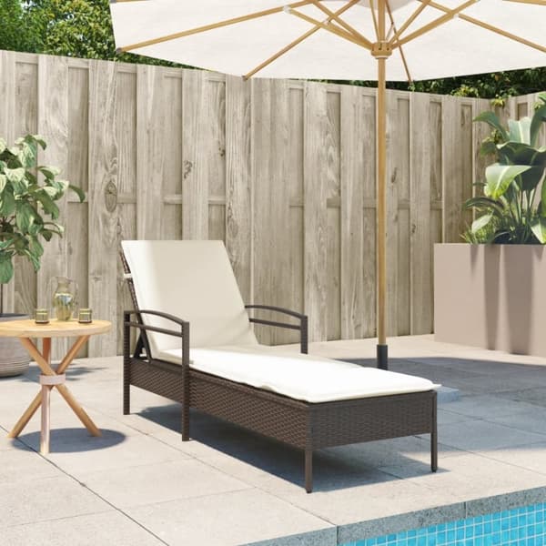 vidaXL liggestol med hynde 63x200x81 cm polyrattan brun