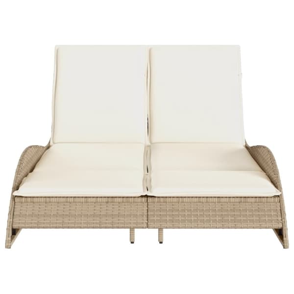 vidaXL Solsäng med dyna beige 114x205x73 cm konstrotting