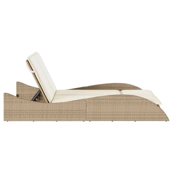 vidaXL Solsäng med dyna beige 114x205x73 cm konstrotting