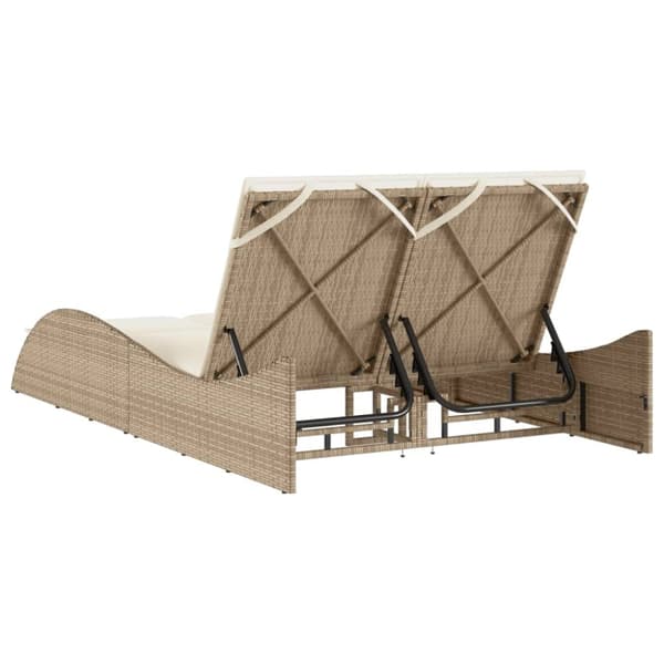 vidaXL Solsäng med dyna beige 114x205x73 cm konstrotting