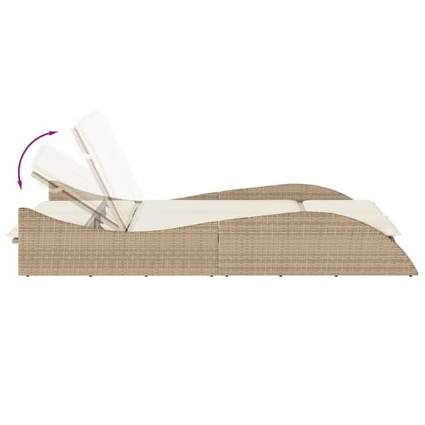 vidaXL Solsäng med dyna beige 114x205x73 cm konstrotting