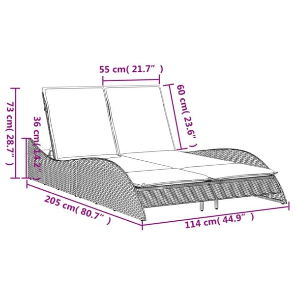 vidaXL Solsäng med dyna beige 114x205x73 cm konstrotting