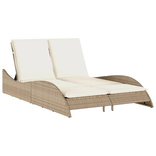 vidaXL Solsäng med dyna beige 114x205x73 cm konstrotting