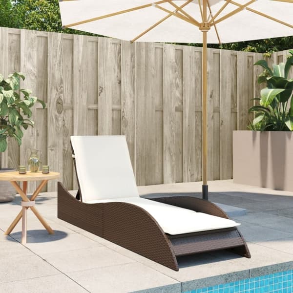 vidaXL Solsäng med dyna brun 60x205x73 cm konstrotting